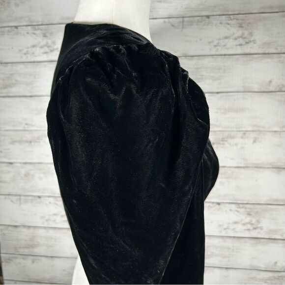 Concepts Vintage Puff Sleeve Rayon Velvet Bolero Shrug Black Jacket M Fits 6 - Picture 7 of 9